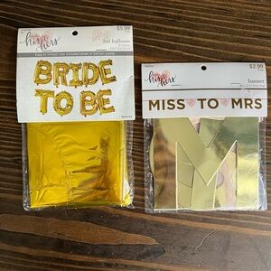 Gold 'Bride to Be' Balloon and 'Miss to Mrs' Banner Set